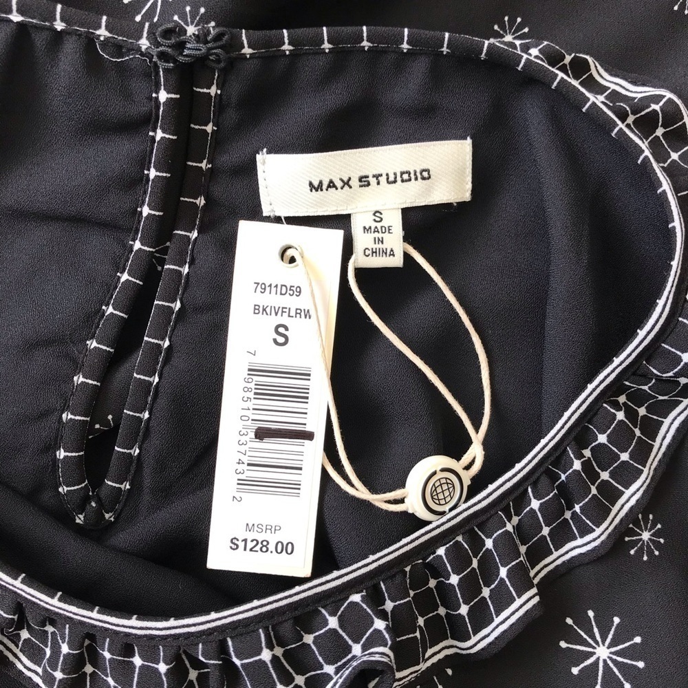 Max Studio Ruffle Keyhole Crepe Shift Dress Small - Picture 3 of 5